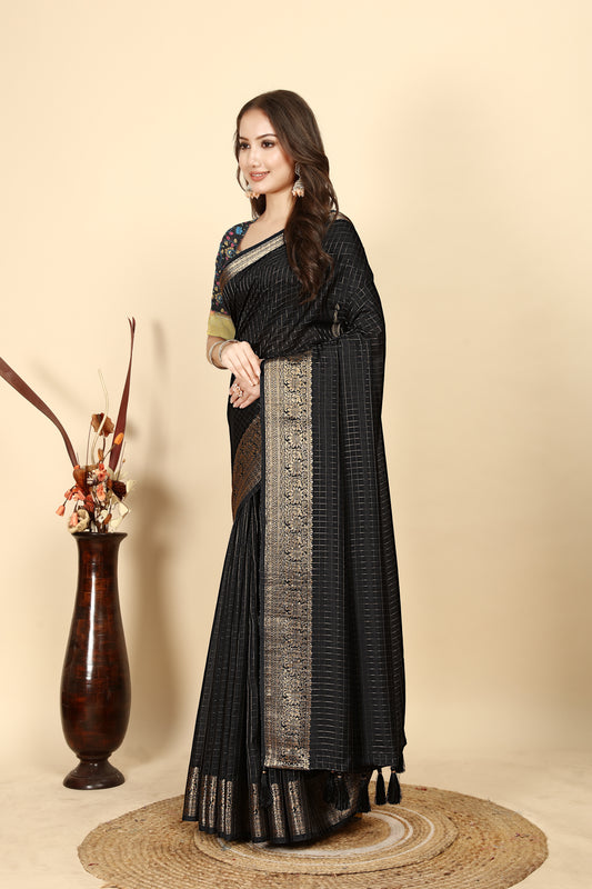 Women's Luxurious Pure Dola Silk with Exquisite Jacquard Border & Printed Blouses