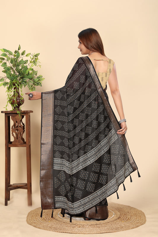 Women's Luxurious Pure Dola Silk with Exquisite Jacquard Border & Embroidery Blouses